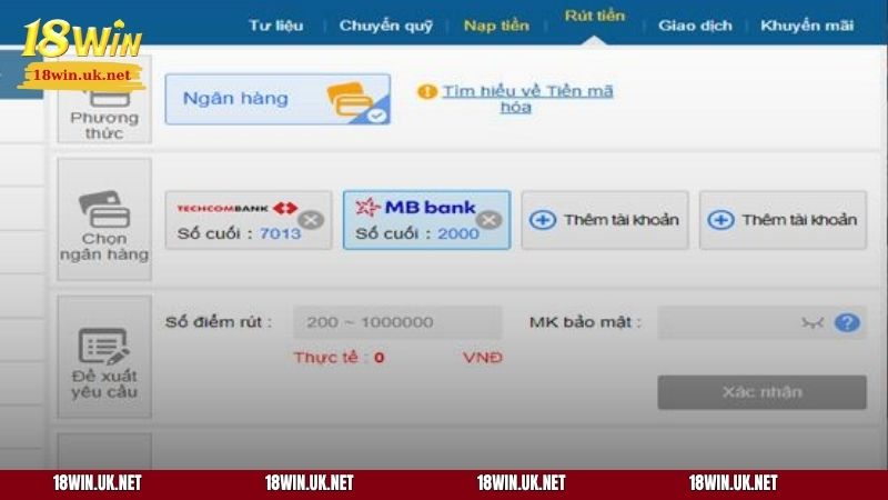 Cách rút tiền 18WIN chi tiết 