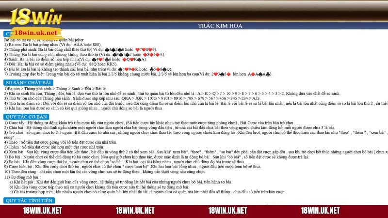 Hướng dẫn các tân thủ mới luật chơi chi tiết của Trác Kim Hoa