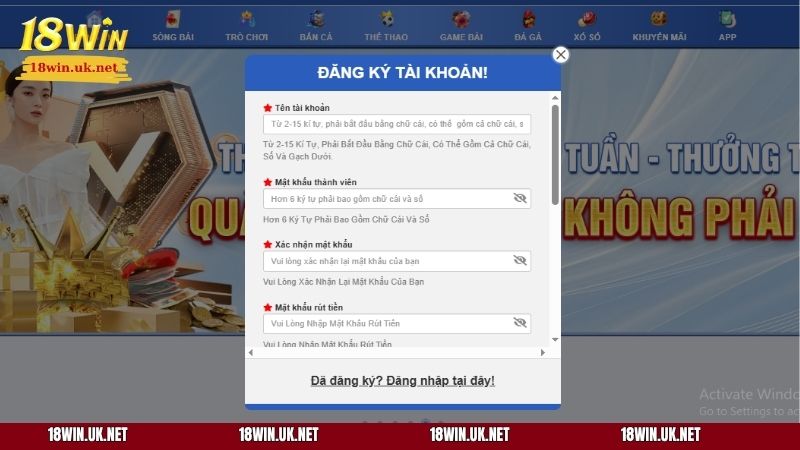 Hướng dẫn chi tiết cách đăng ký 18WIN