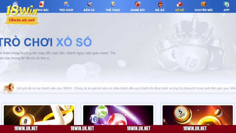 Xổ số 18WIN thu hút đông đảo người chơi tham gia cá cược